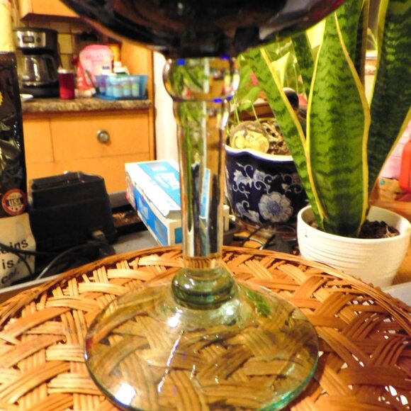 THICK HAND-BLOWN COBALT BLUE STEMWARE / CANDLE HOLDER / ACCENT PIECE - Picture 3 of 5